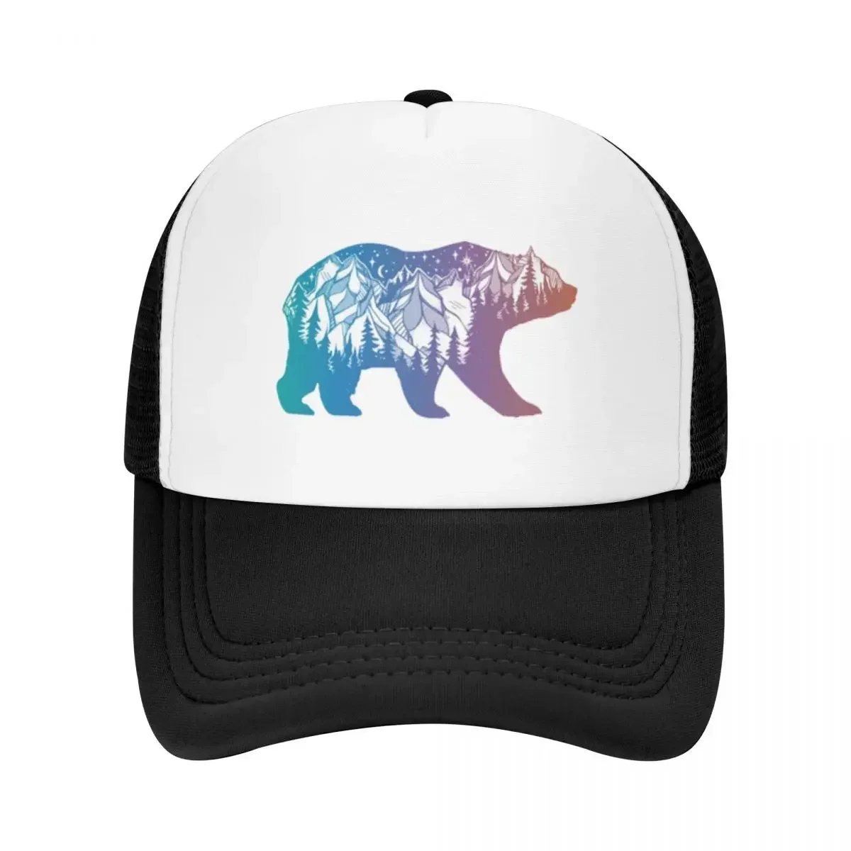 Trucker Cap Mesh - 캘리포니아 곰과 산 풍경 나무 하이킹