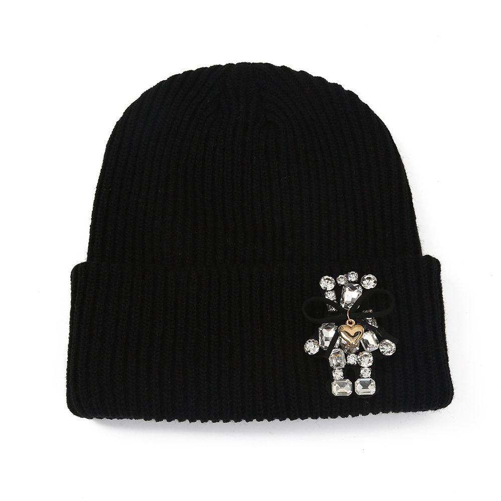 여성용 겨울 니트 비니 모자 귀여운 곰 크리스탈 라인스 - Beanie Cuffed Knit 리뷰 및 가격