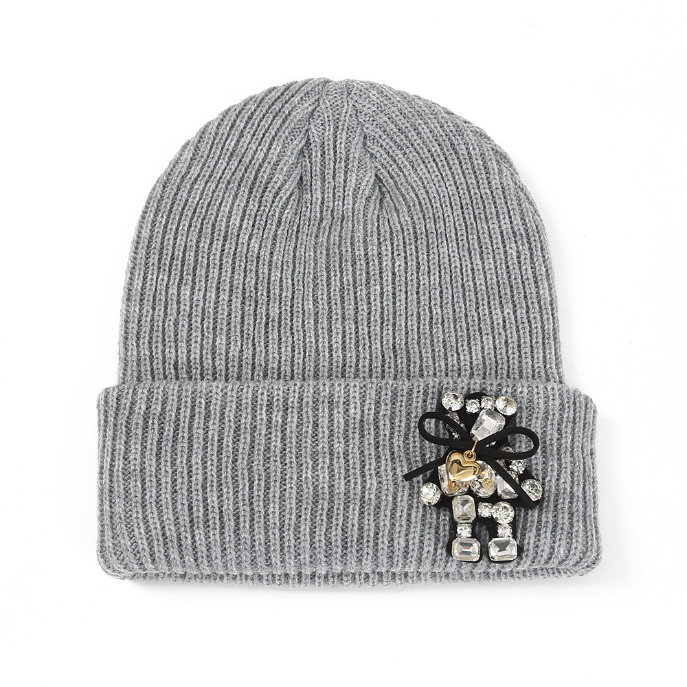 여성용 겨울 니트 비니 모자 귀여운 곰 크리스탈 라인스 - Beanie Cuffed Knit 리뷰 및 가격